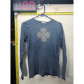Xoit USA Womens Blue Thermal Long Sleeve Embellished Cross Shirt Size M