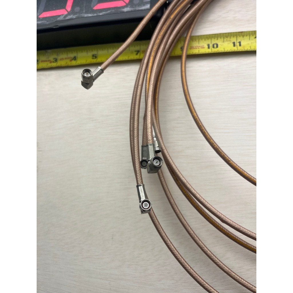 Lot of 5 Right Angle RF Coaxial Cable Assemblies Tan Gold Connectors