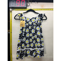 Girls Black Daisy Floral Sleeveless Sundress Lace Trim Ruffle Dress