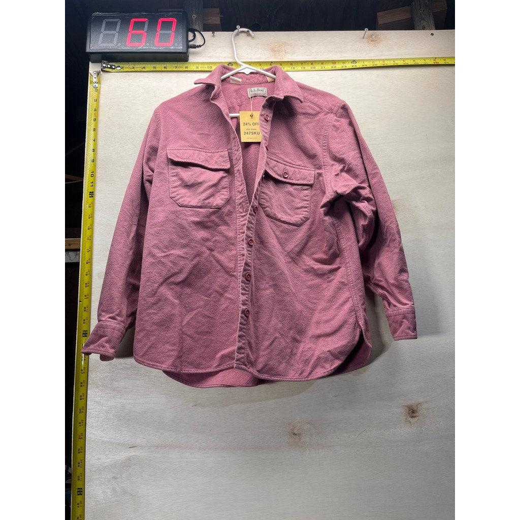 Vintage LL Bean Chamois Cloth Shirt Womens L Pink Made USA