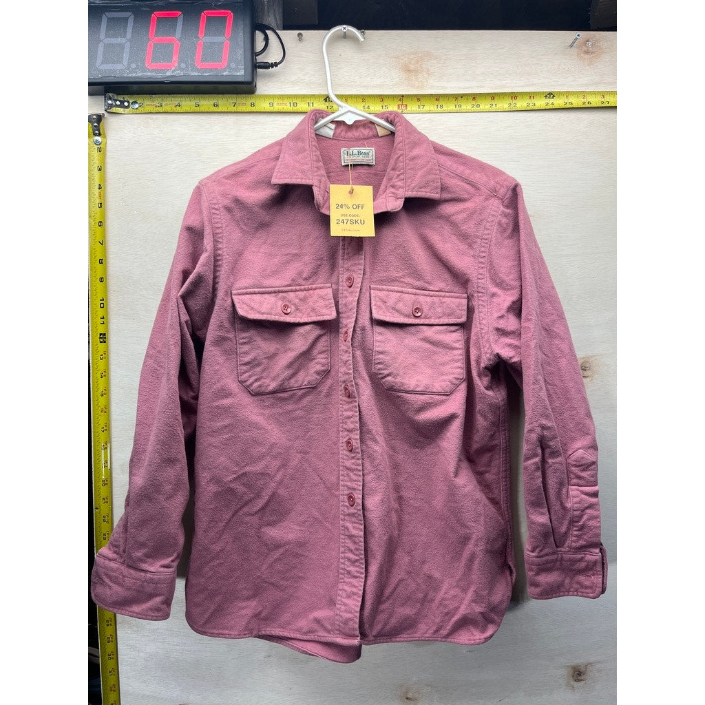 Vintage LL Bean Chamois Cloth Shirt Womens L Pink Made USA