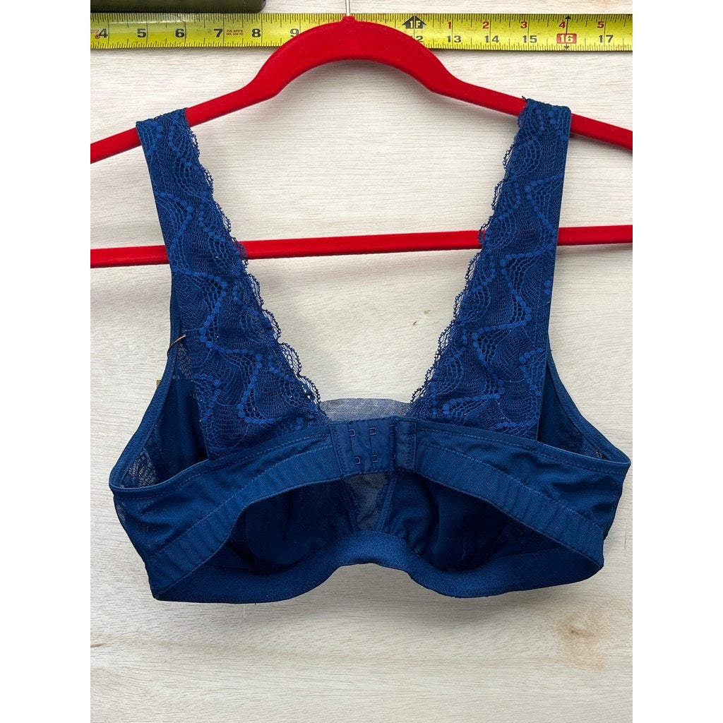 Paramour Blue Lace Underwire Bra Womens Size M