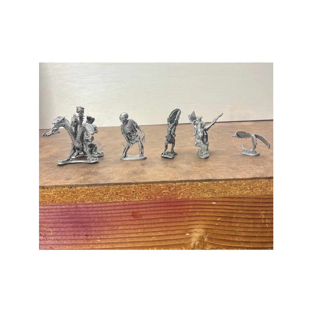 Vintage Pewter Fantasy Miniatures Lot Dragons Skeleton D&D