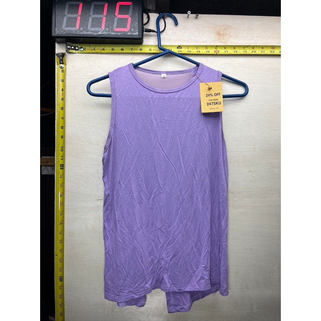 Womens Purple Sleeveless Mesh Back Tunic Top Size M