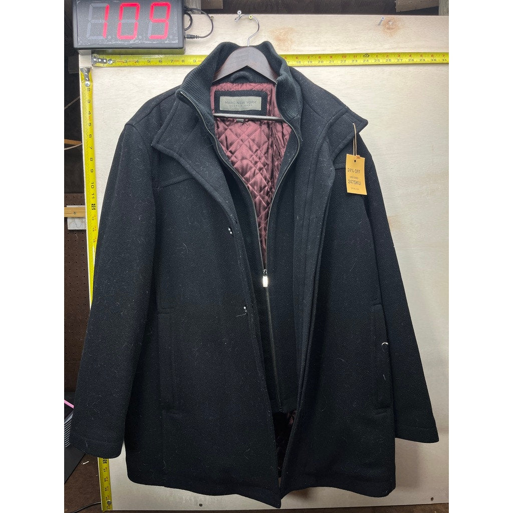 Marc New York Andrew Marc Black Quilted Lined Coat Mens XL