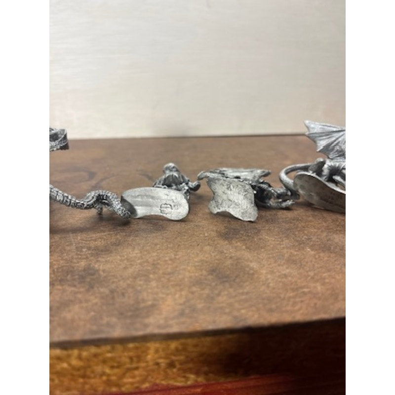 Vintage Pewter Fantasy Miniatures Lot Dragons Skeleton D&D